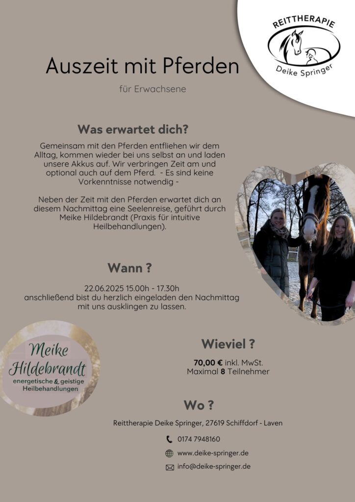 Flyer Deike Springer - Auszeit mit Pfeden